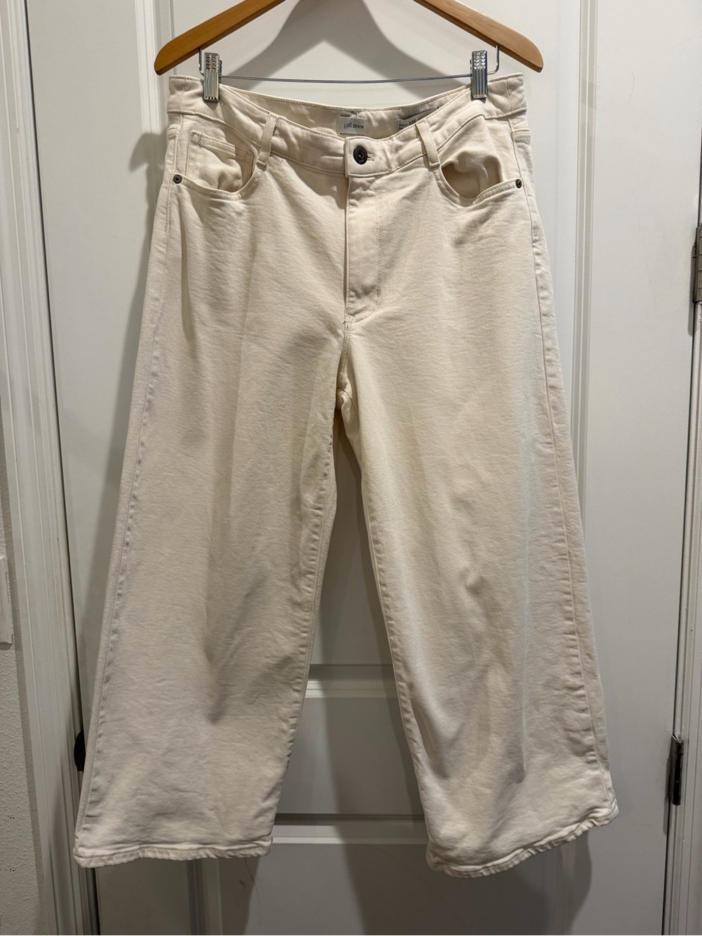 J.Jill Denim High Rise Full Leg Crop Jeans White Size 14 Wide Leg Lyocell